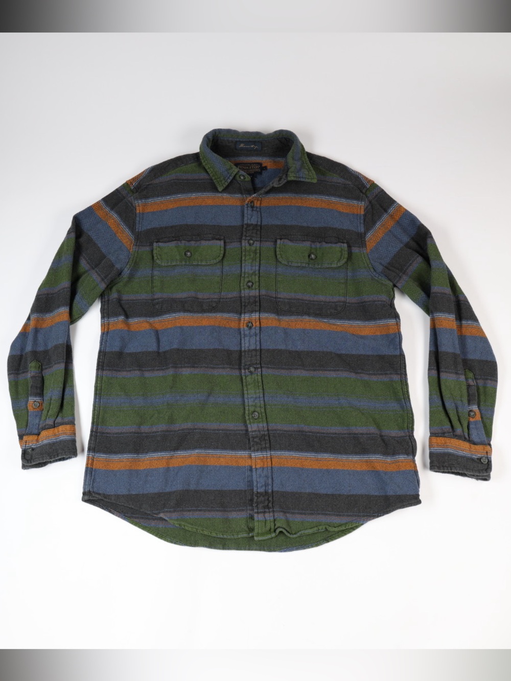 Pendleton Thomas Kay Heritage Serape Shirt Blue Green Rust Stripe Large